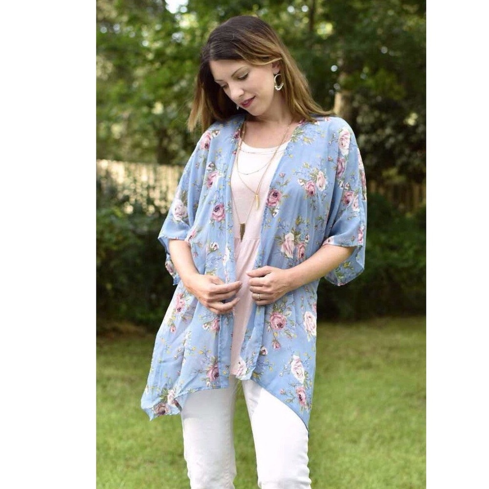Made in the USA Shabby Chic Floral Kimono Cardigan